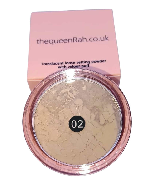 Translucent setting powder with velour puff